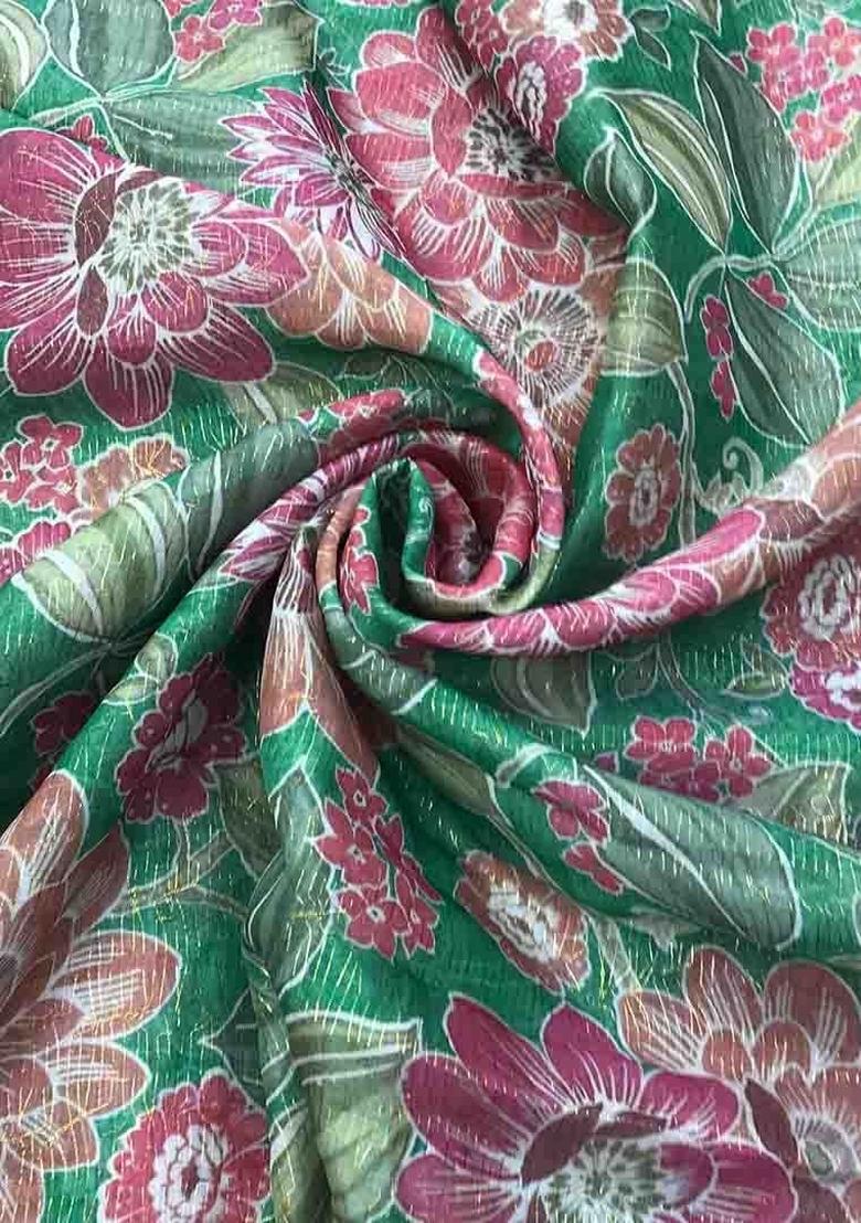 Green Printed Organza Lehenga Set