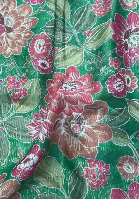 Green Printed Organza Lehenga Set