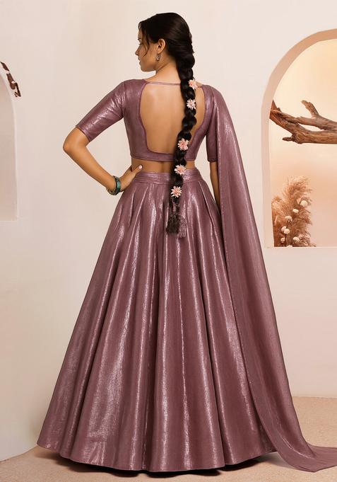 Onion Pink Solid Chiffon Lehenga Set