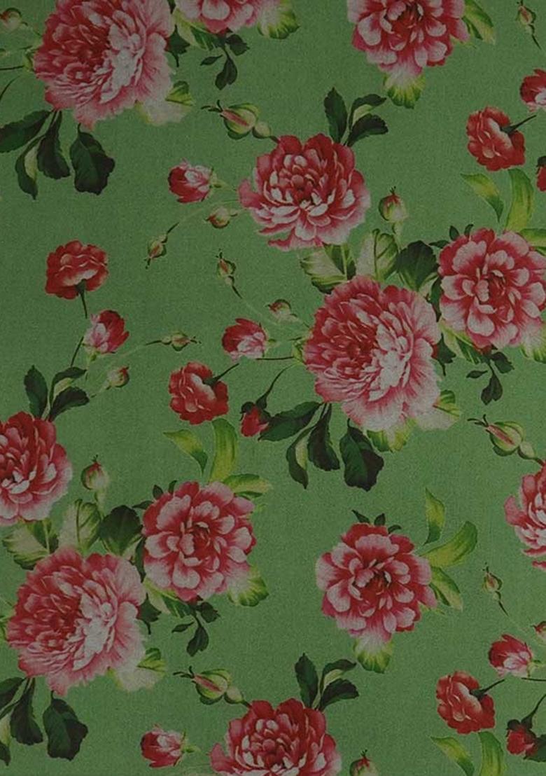 Green Printed Organza Lehenga Set - Indya