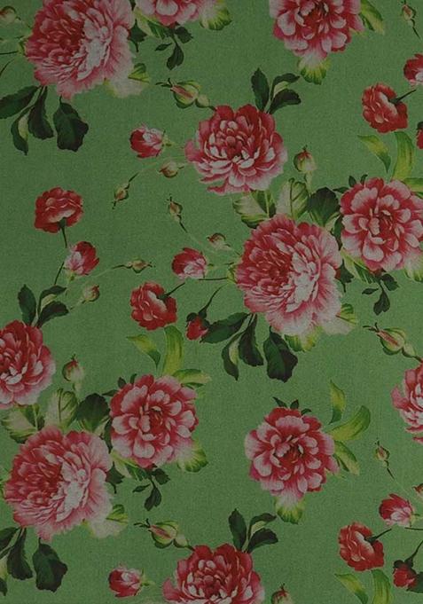 Green Printed Organza Lehenga Set