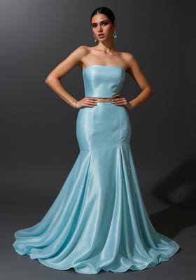 Sky Blue Solid Organza Lehenga Set