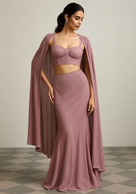 Rose Weaving Knit Lehenga Set