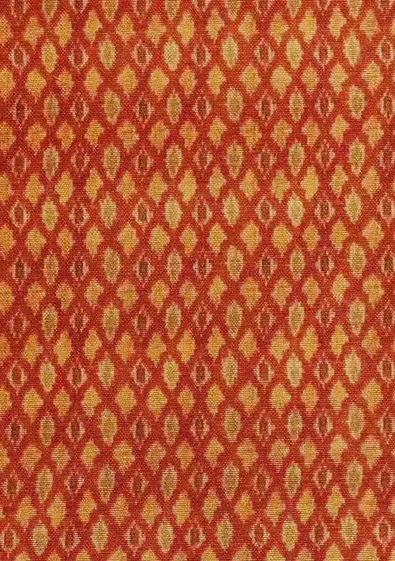 Orange Printed Silk Lehenga Set - Indya