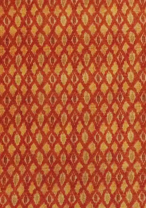 Orange Printed Silk Lehenga Set