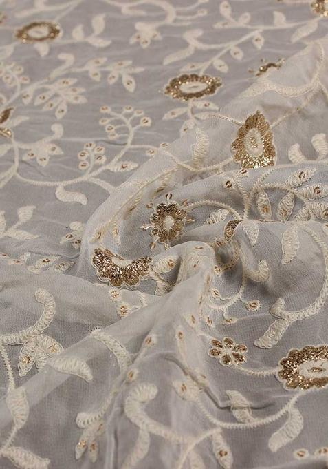 Brown Embroidered Cotton Lehenga Set