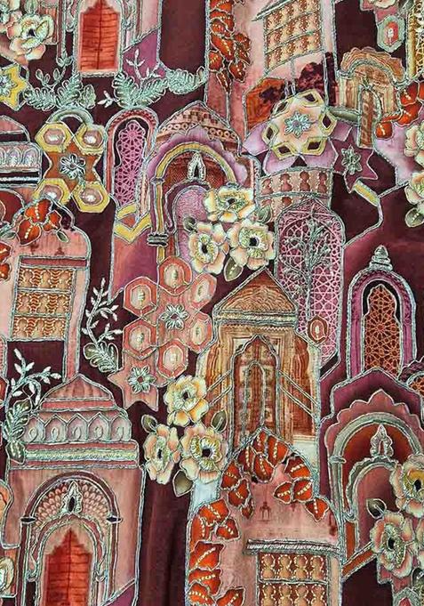 Rust Embroidered Crepe Lehenga Set