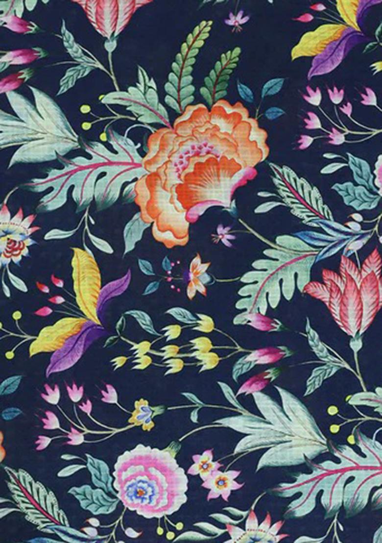 Blue Printed Crop Top Skirt Set