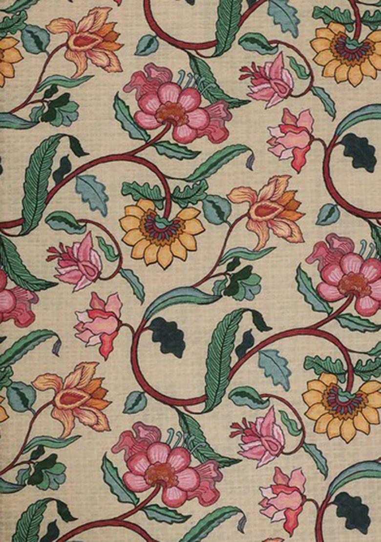 Beige Printed Lehenga Set