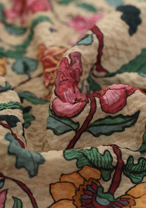 Beige Printed Lehenga Set