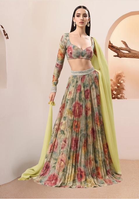 Multicolor Printed Lehenga Set