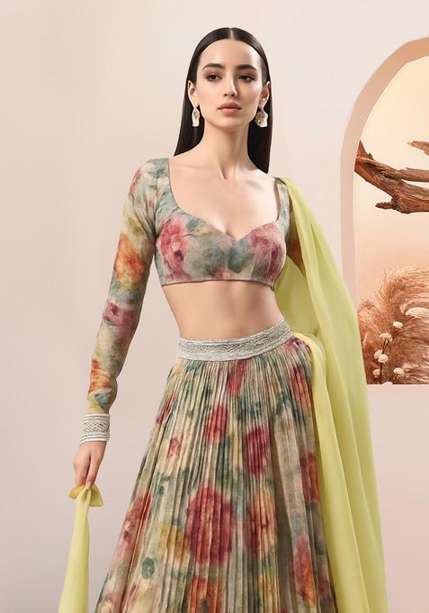 Multicolor Printed Lehenga Set