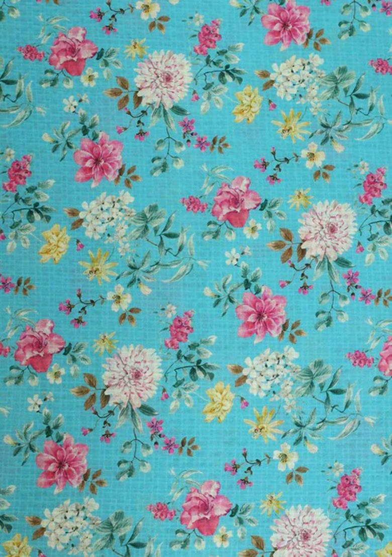 Sky Blue Printed Lehenga Set - Indya