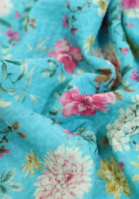 Sky Blue Printed Lehenga Set