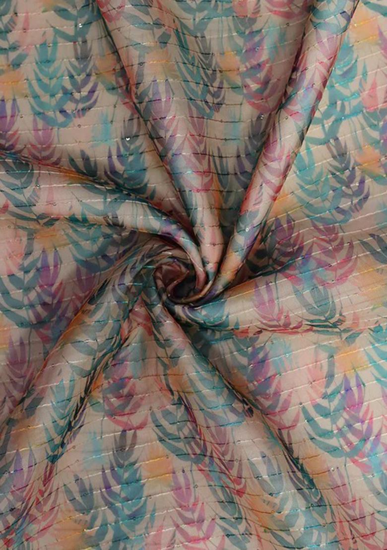 Multicolor Printed Organza Lehenga Set