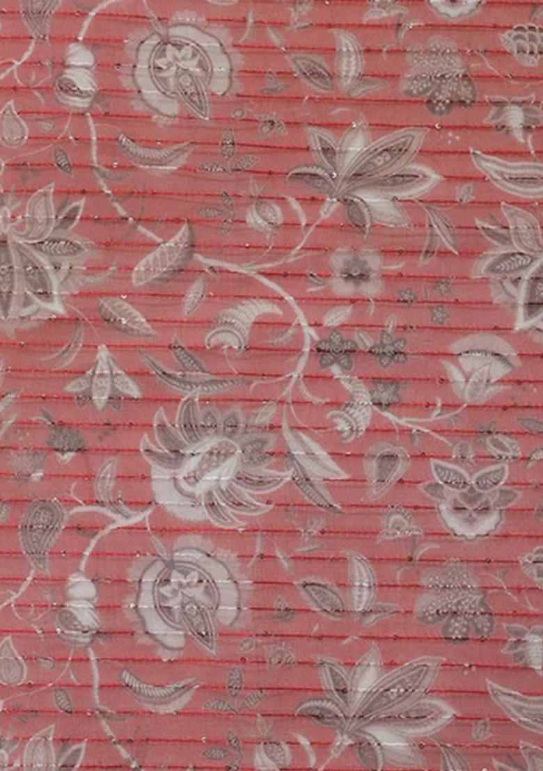 Pink Printed Organza Lehenga Set