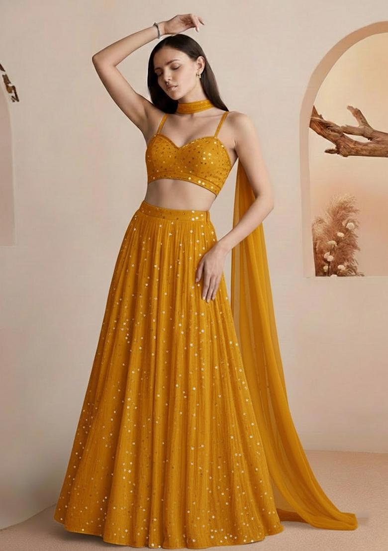 Yellow Embellished Lehenga Set