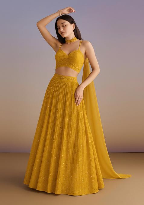 Yellow Embellished Lehenga Set