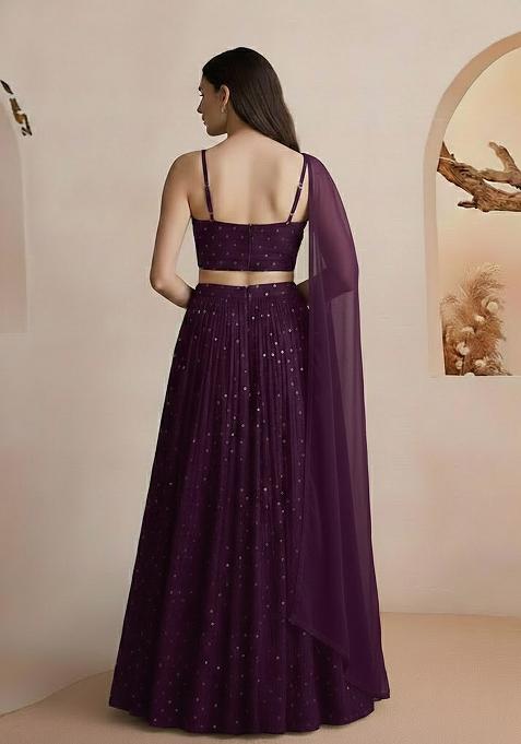 Purple Embellished Lehenga Set