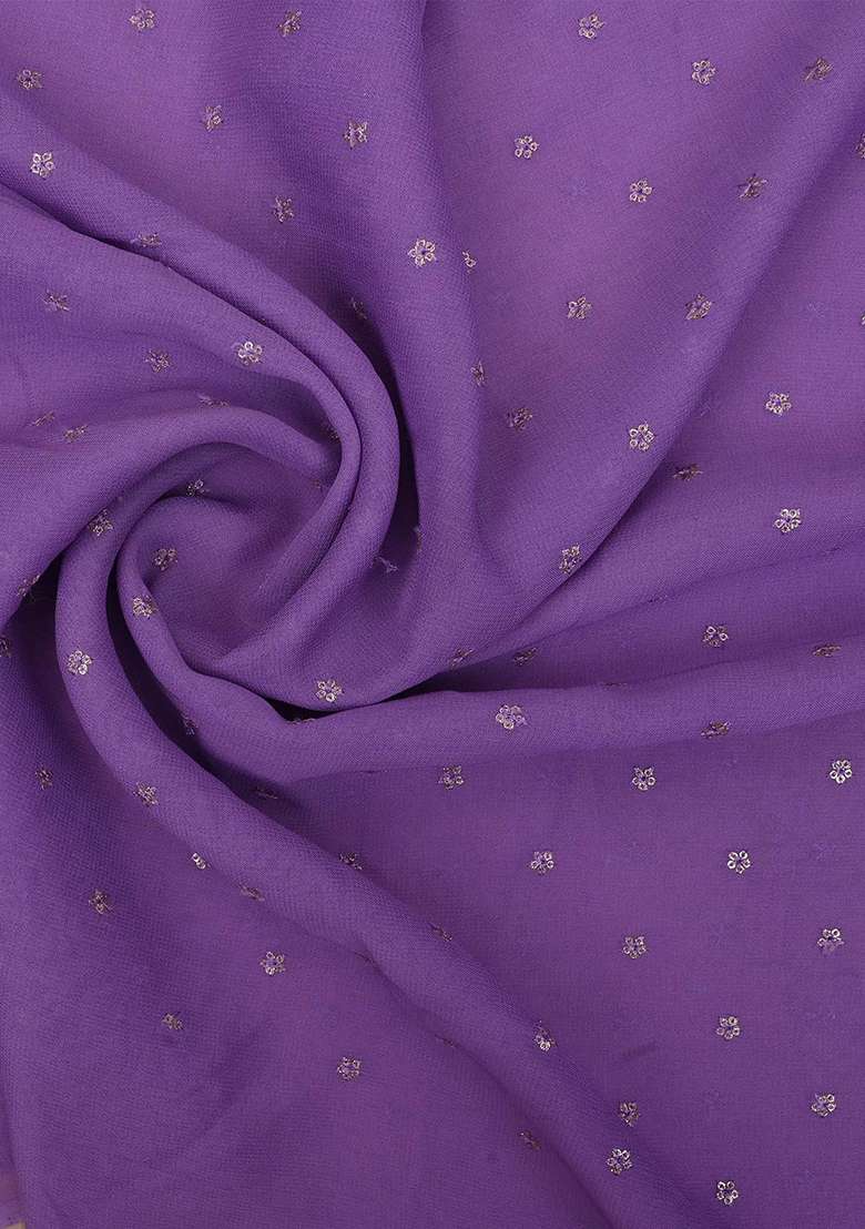 Purple Embroidered Georgette Lehenga Set - Indya