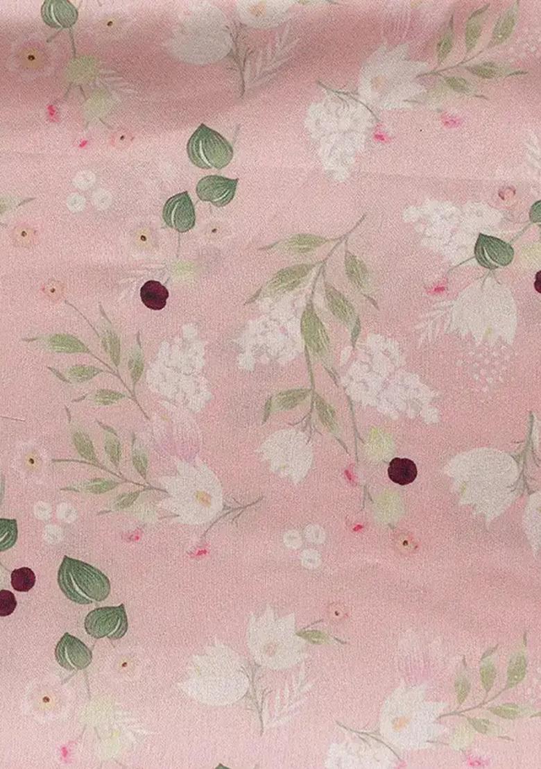 Pink Printed Satin Lehenga Set - Indya