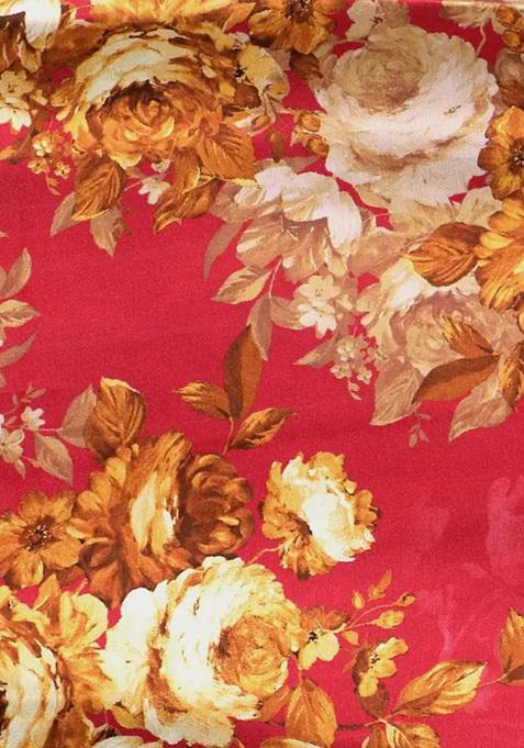 Orange Printed Satin Lehenga Set