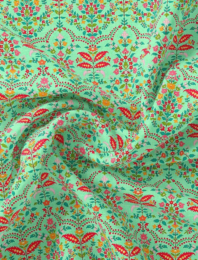 Multicolor Printed Silk Lehenga Set - Indya