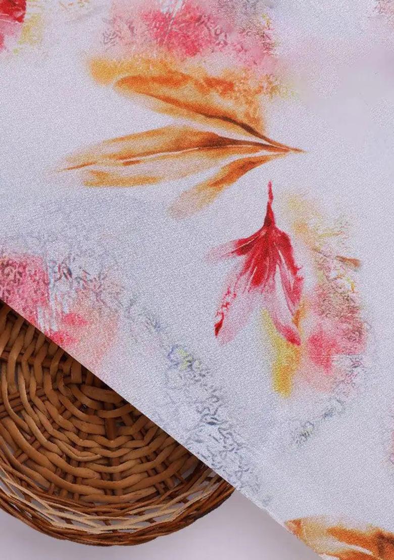 Off White Printed Silk Lehenga Set - Indya