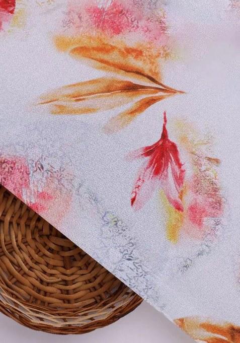 Off White Printed Silk Lehenga Set