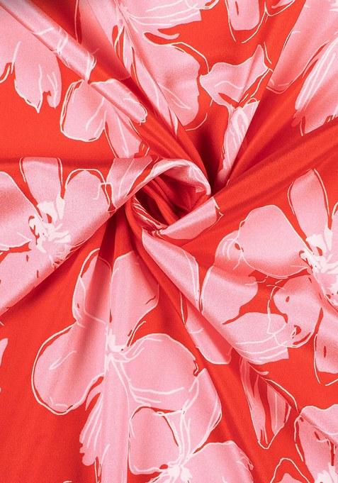 Orange Printed Silk Lehenga Set