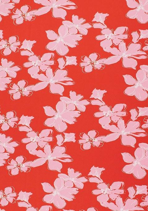 Orange Printed Silk Lehenga Set