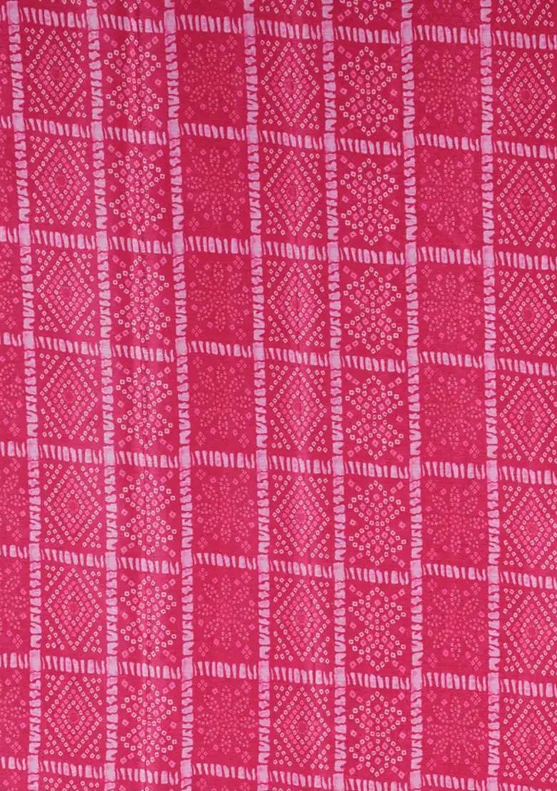 Pink Printed Chinon Lehenga Set - Indya