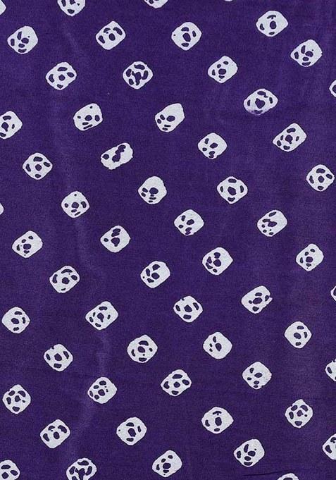 Purple Printed Chanderi Lehenga Set