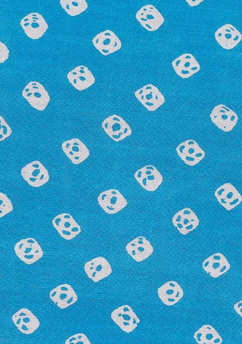 Sky Blue Printed Chanderi Lehenga Set - Indya