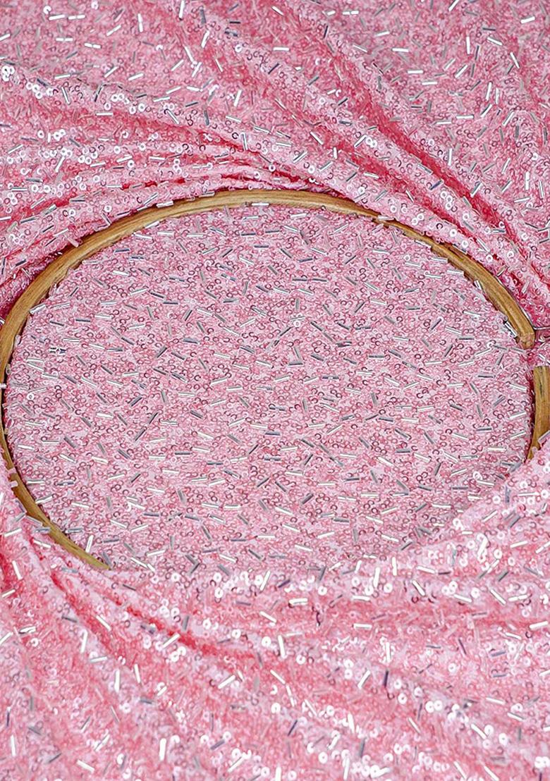 Pastel Pink Sequin Georgette Lehenga Set