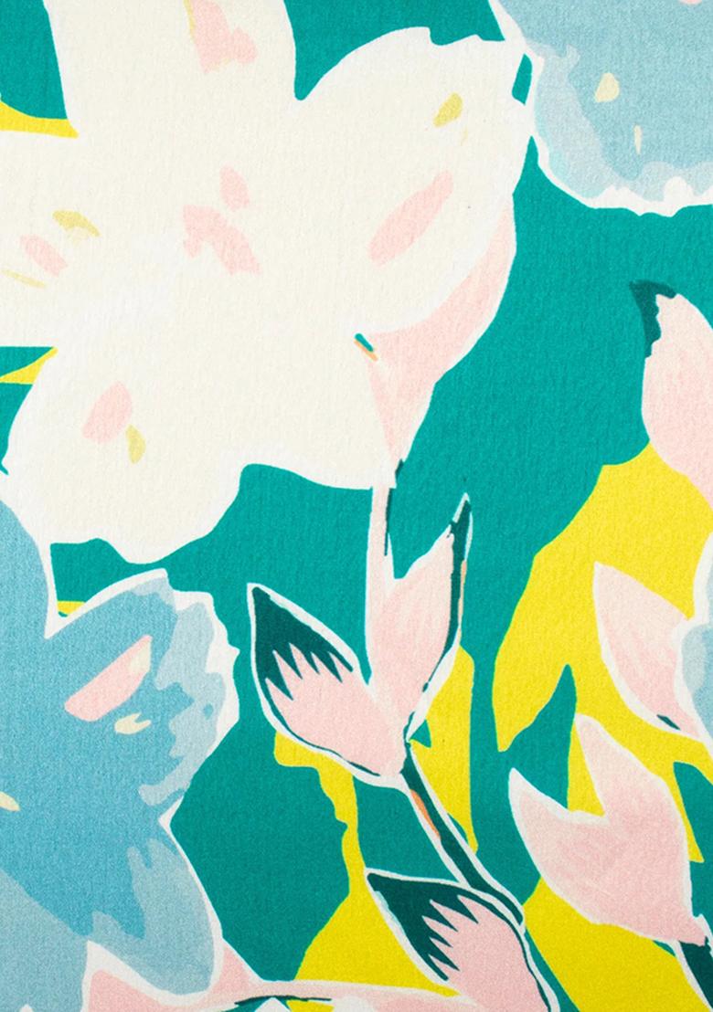 Multicolor Printed Satin Lehenga Set