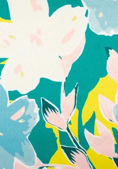 Multicolor Printed Satin Lehenga Set