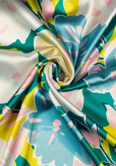 Multicolor Printed Satin Lehenga Set