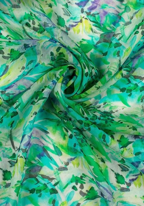 Green Printed Georgette Lehenga Set