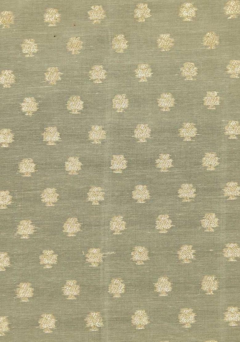 Sage Green Jacquard Chanderi Lehenga Set - Indya