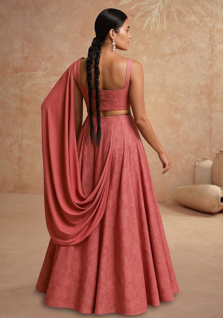 Pink Viscose Lehenga Set - Indya