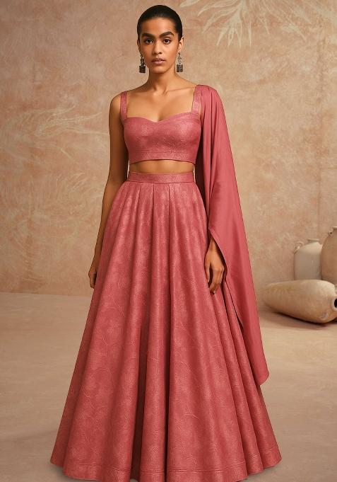 Pink Viscose Lehenga Set