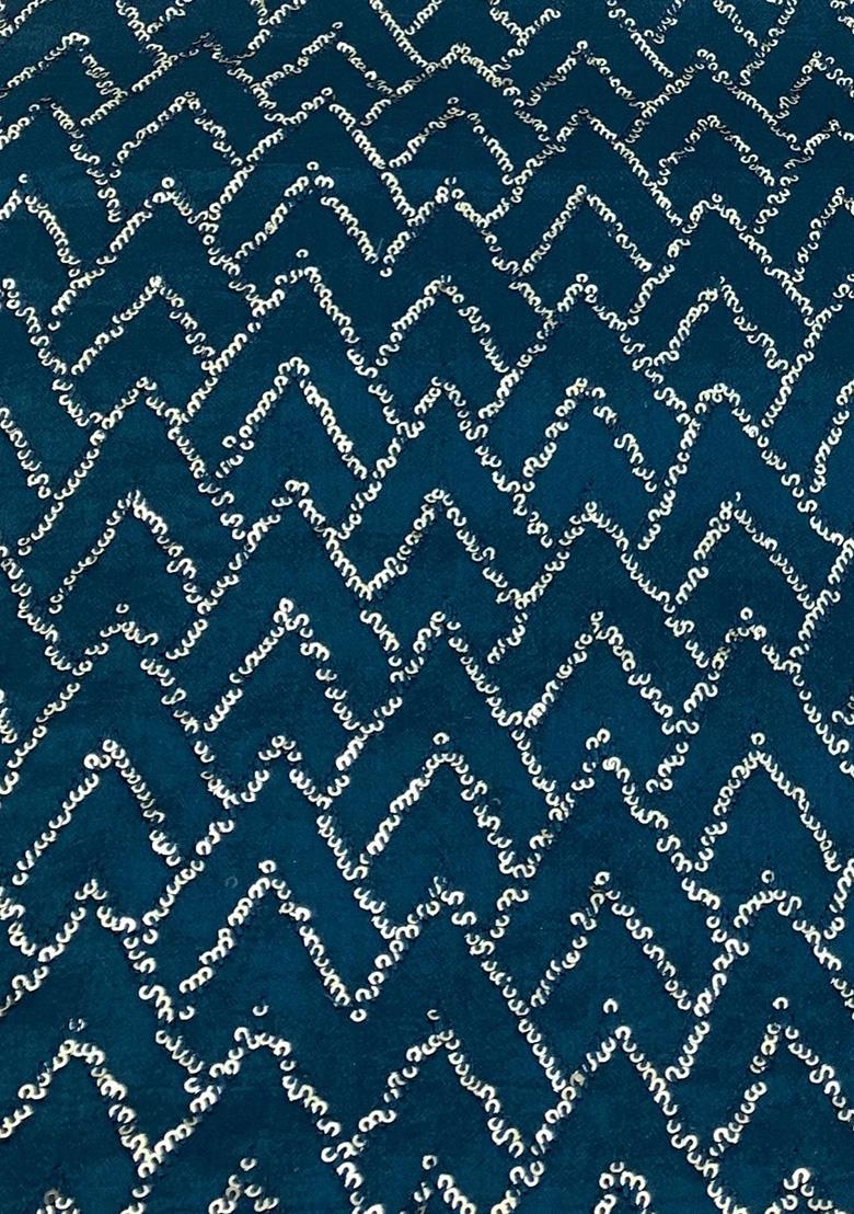 Blue Embellished Chinon Lehenga Set - Indya