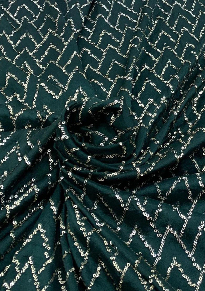 Green Embellished Chinon Lehenga Set