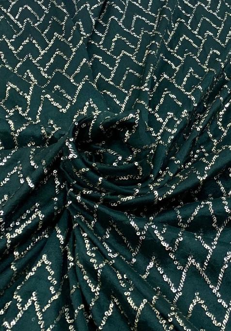 Green Embellished Chinon Lehenga Set