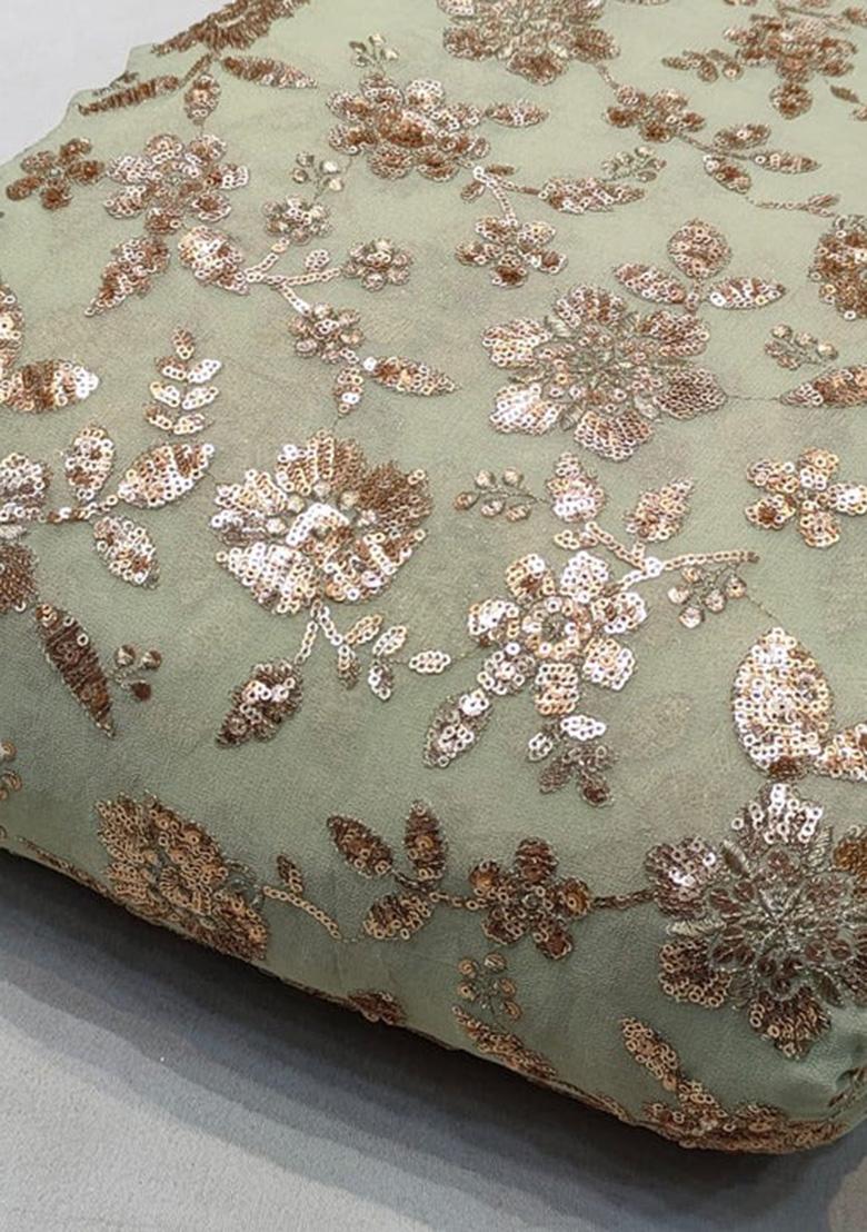 Sage Green Embroidered Blouse Georgette Lehenga Set