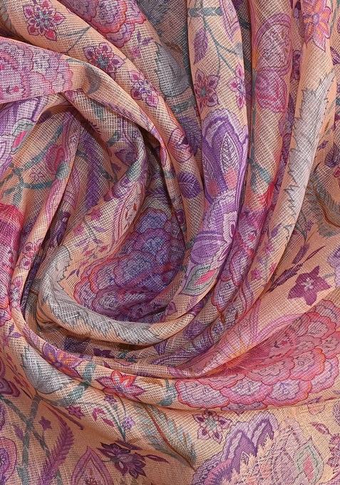 Multicolor Printed Tissue Lehenga Set