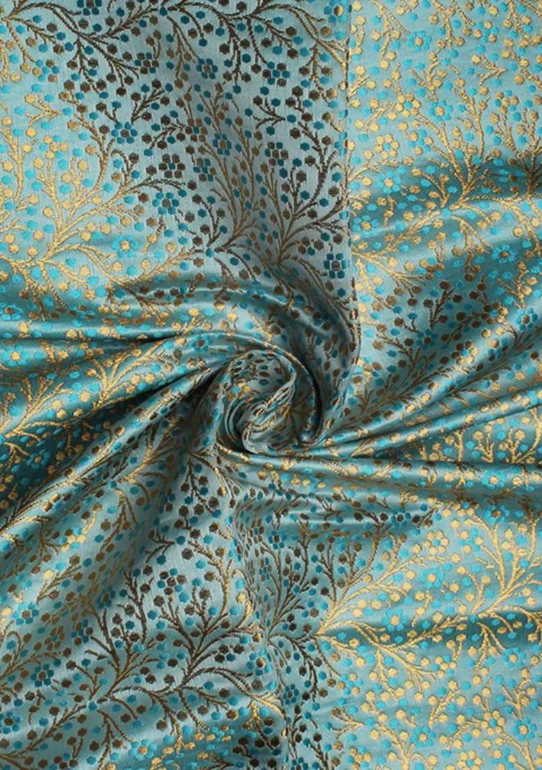 Blue Embroidered Crop Top Skirt Set