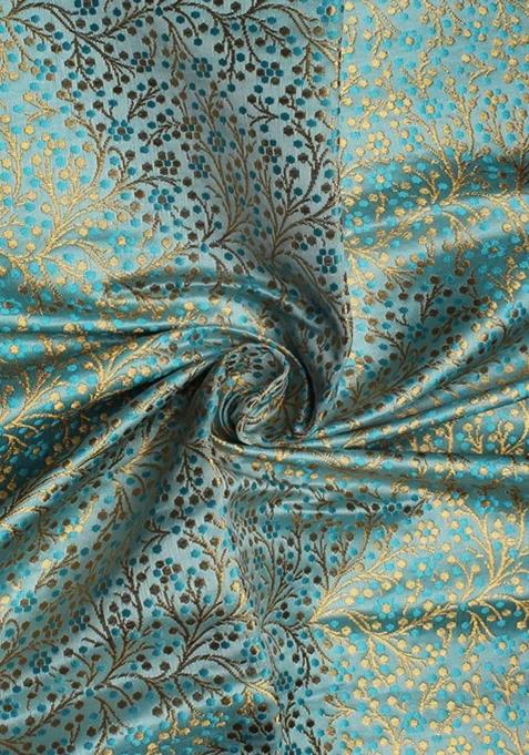 Blue Embroidered Crop Top Skirt Set