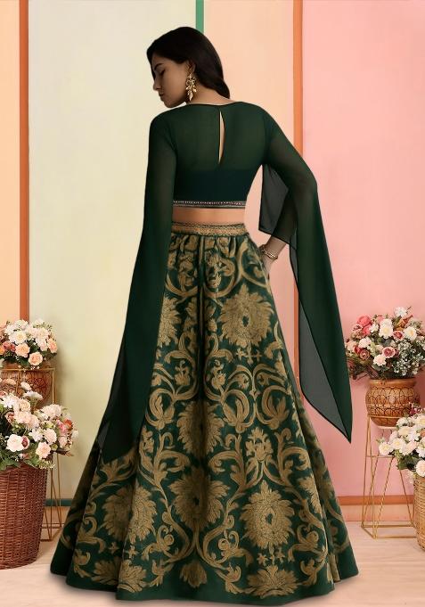 Green Embroidered Lehenga Set